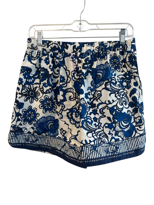 Cara Cara Size S Blue & White Cotton High Rise Flat Front Elastic Waist Shorts Blue & White / S
