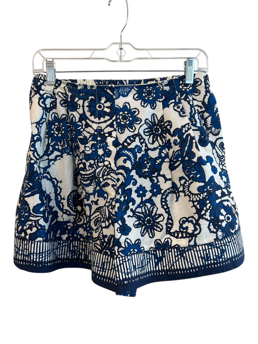 Cara Cara Size S Blue & White Cotton High Rise Flat Front Elastic Waist Shorts Blue & White / S