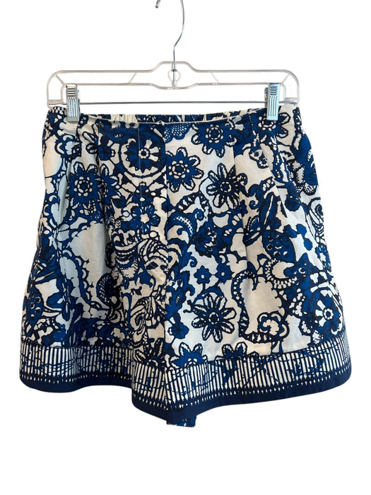 Cara Cara Size S Blue & White Cotton High Rise Flat Front Elastic Waist Shorts Blue & White / S
