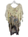 Da Nang Size M Beige, Brown, Pink Silk Short Sleeve Floral Sheer Tunic Top Beige, Brown, Pink / M