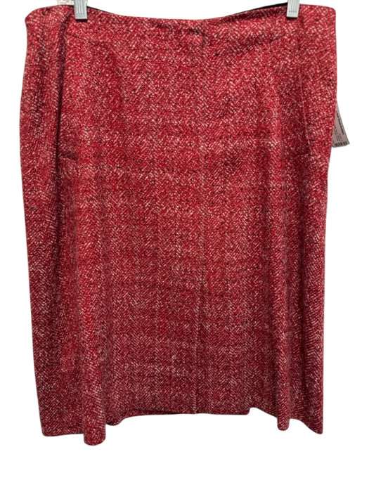 Escada Size 40 Red, White, Black Viscose Blend Zip Front Tweed Pockets Skirt Red, White, Black / 40