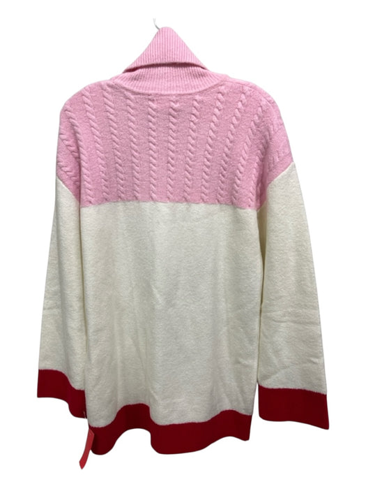 Lovers + Friends Size Small Pink, Cream & Red Acrylic Blend Rib Knit Dress Pink, Cream & Red / Small