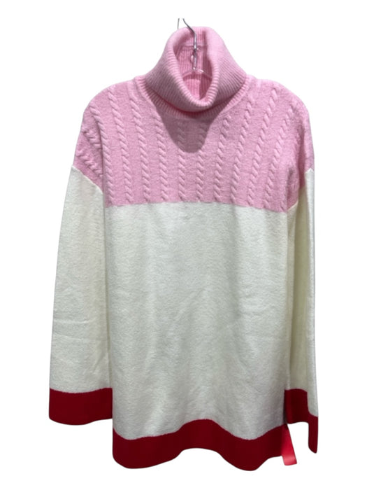 Lovers + Friends Size Small Pink, Cream & Red Acrylic Blend Rib Knit Dress Pink, Cream & Red / Small