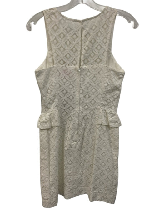 Lilly Pulitzer Size 4 White Cotton Blend Sleeveless Floral Lace Dress White / 4