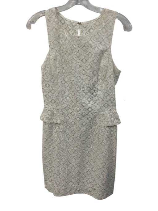 Lilly Pulitzer Size 4 White Cotton Blend Sleeveless Floral Lace Dress White / 4