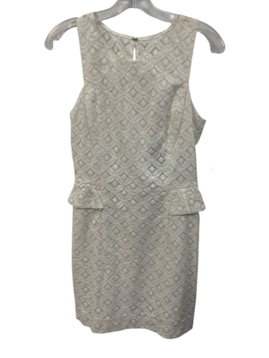 Lilly Pulitzer Size 4 White Cotton Blend Sleeveless Floral Lace Dress White / 4