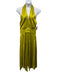 AMUR Size 14 Chartreuse Yellow Polyester Sleeveless Halter Neck Pleated Dress Chartreuse Yellow / 14