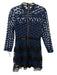 Few Moda Size Medium Blue & Black Polyester Long Sleeve Star Lace Tiered Dress Blue & Black / Medium