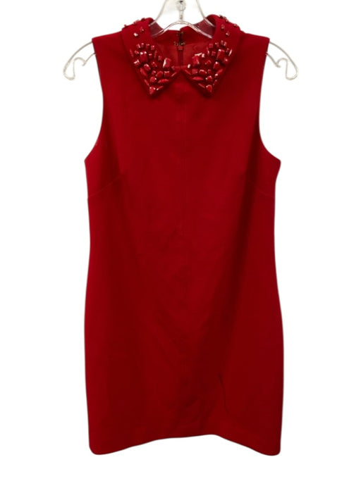 Trina Turk Size 2 Red Polyester Blend Sleeveless Embellished Collar Dress Red / 2