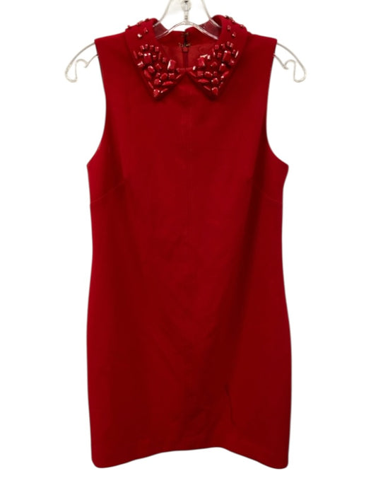 Trina Turk Size 2 Red Polyester Blend Sleeveless Embellished Collar Dress Red / 2