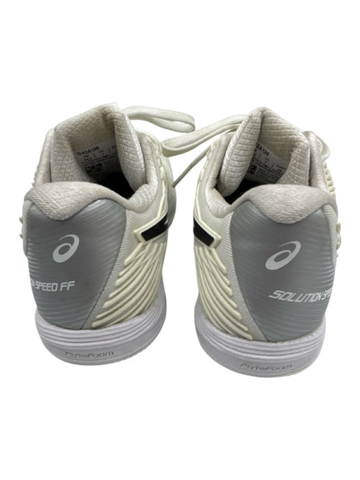 Asics Shoe Size 7 White, Gray & Black Synthetic Running Lace Up webbed Sneakers White, Gray & Black / 7