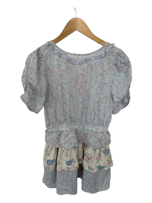 Loveshackfancy Size M Blue & Cream Cotton Floral Button Mini Dress Blue & Cream / M