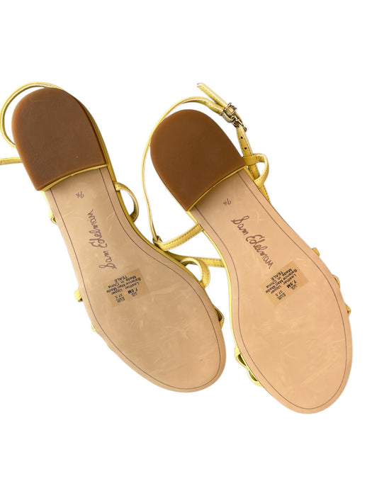 Sam Edelman Shoe Size 7.5 Yellow Leather Strappy Open Toe & Heel Flat Shoes Yellow / 7.5