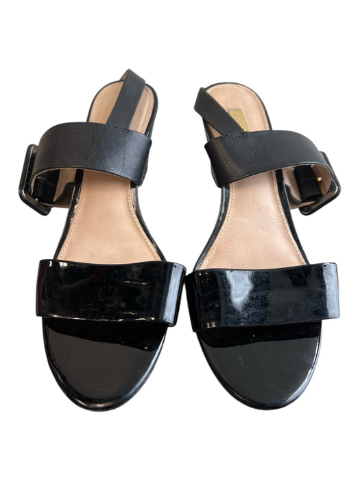 Louise et Cie Shoe Size 7.5 Black Patent Open Toe & Heel Buckle Wedge Shoes Black / 7.5