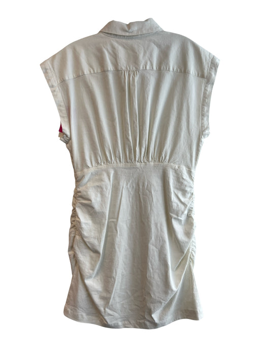 By Anthropologie Size Large White Linen Blend Half Button Sleeveless Dress White / Large