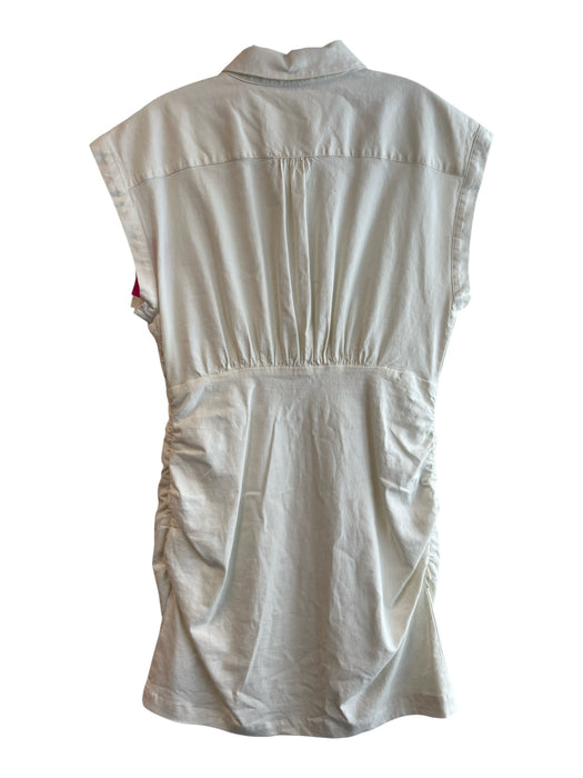 By Anthropologie Size Large White Linen Blend Half Button Sleeveless Dress White / Large