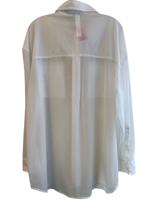 Alo Size M White Nylon Blend Collared Long Sleeve Front Pockets Sheer Top White / M