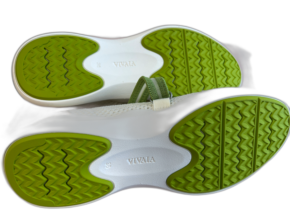 Vivaia Shoe Size 38 Creme & Green Manmade Material Velcro Strap Slip On Shoes Creme & Green / 38