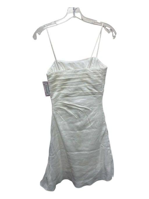 Aje. Size 4 White Linen Blend Spaghetti Strap Rouched Square Neck Mini Dress White / 4