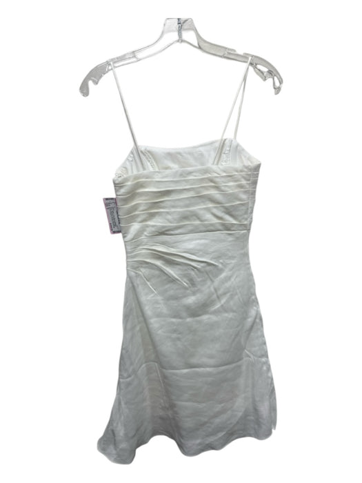 Aje. Size 4 White Linen Blend Spaghetti Strap Rouched Square Neck Mini Dress White / 4