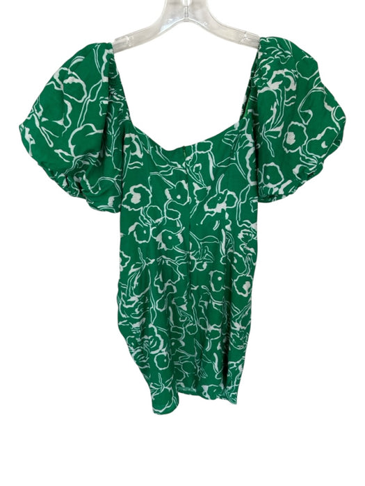 Saints & Secrets Size S Green & White Polyester Short Balloon Sleeve Dress Green & White / S