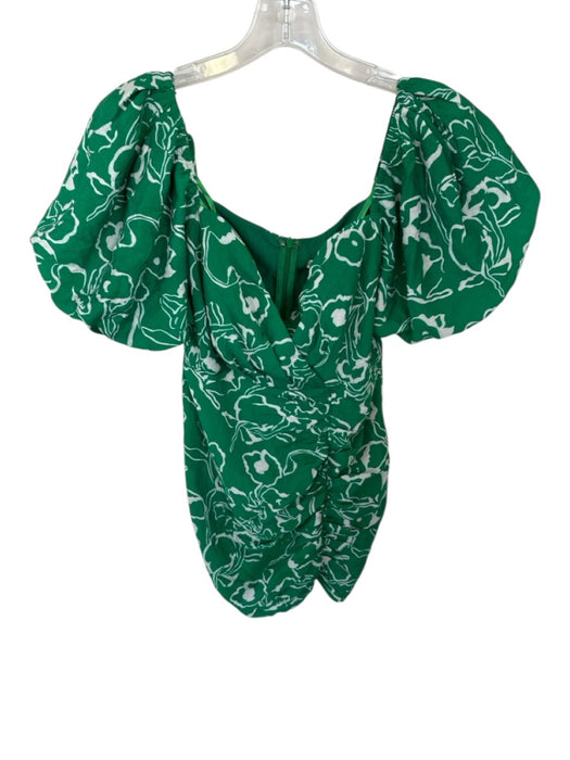 Saints & Secrets Size S Green & White Polyester Short Balloon Sleeve Dress Green & White / S