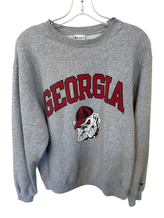 Champion Size M Gray & Red Cotton UGA Crew Neck Men's Sweatshirt Gray & Red / M
