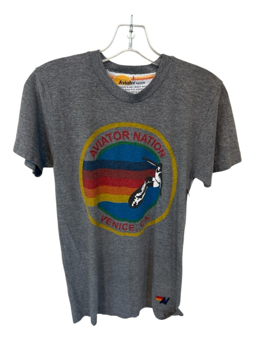 Aviator Nation Size S Gray & multi Cotton Short Sleeve Logo Athletic Top Gray & multi / S