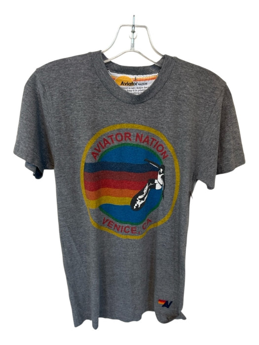 Aviator Nation Size S Gray & multi Cotton Short Sleeve Logo Athletic Top Gray & multi / S