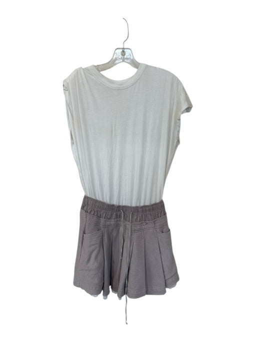 Daily Practice Size XS White & Mauve Cotton Blend Drawstring Pleated Dress White & Mauve / XS