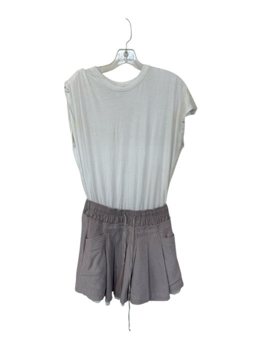 Daily Practice Size XS White & Mauve Cotton Blend Drawstring Pleated Dress White & Mauve / XS
