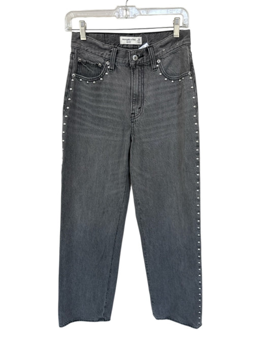 Abercrombie & Fitch Size 25 Grey & Silver Polyester Blend Studs High Waist Jeans Grey & Silver / 25
