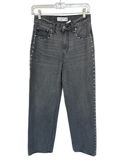 Abercrombie & Fitch Size 25 Grey & Silver Polyester Blend Studs High Waist Jeans Grey & Silver / 25