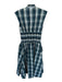 Anthropologie Size XS/P Blue & Aqua Baumwolle Shoulder Pads Plaid Midi Dress Blue & Aqua / XS/P