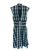 Anthropologie Size XS/P Blue & Aqua Baumwolle Shoulder Pads Plaid Midi Dress Blue & Aqua / XS/P