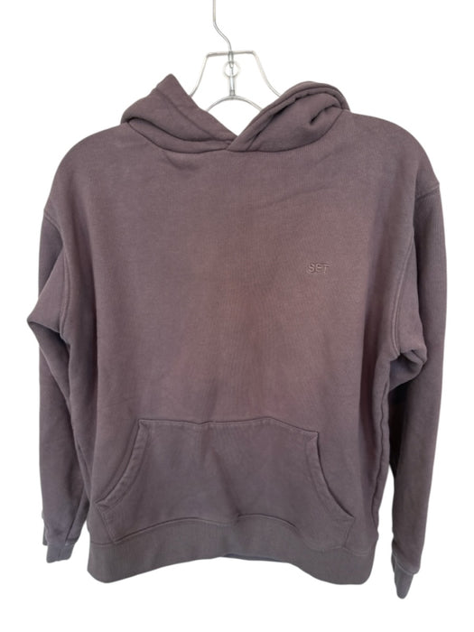 Set Active Size XS Brown Cotton Front Pocket Hoodie Athletic Sweatshirt Brown / XS