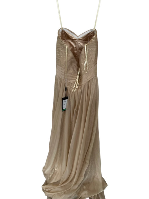 La Femme Size 6 Beige Polyester Back Zip Strapless Rhinestone Gown Beige / 6