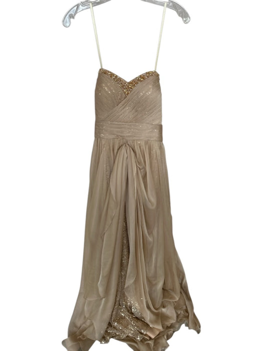 La Femme Size 6 Beige Polyester Back Zip Strapless Rhinestone Gown Beige / 6