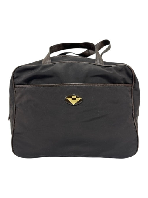 Bottega Veneta Dark Brown Nylon Leather trim Top Handles Top Zip Bag Dark Brown / M
