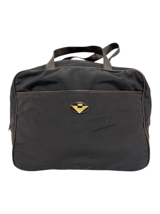Bottega Veneta Dark Brown Nylon Leather trim Top Handles Top Zip Bag Dark Brown / M