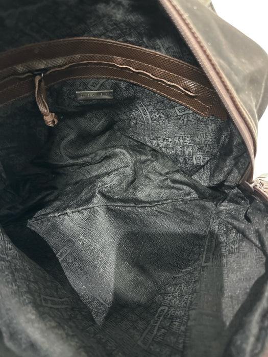 Bottega Veneta Dark Brown Nylon Leather trim Top Handles Top Zip Bag Dark Brown / M