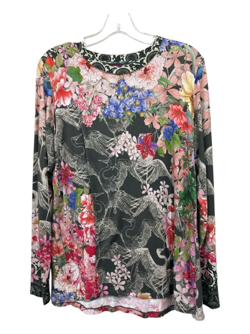 Johnny Was Size Small Olive, Pink & Multi Bamboo Long Sleeve Floral Top Olive, Pink & Multi / Small