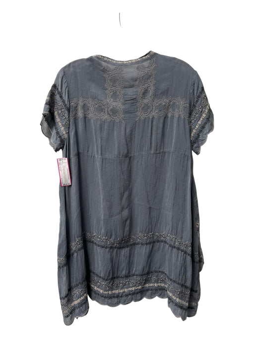 Johnny Was Size Small Gray & multi Rayon Blend Embroidered Short Sleeve Dress Gray & multi / Small