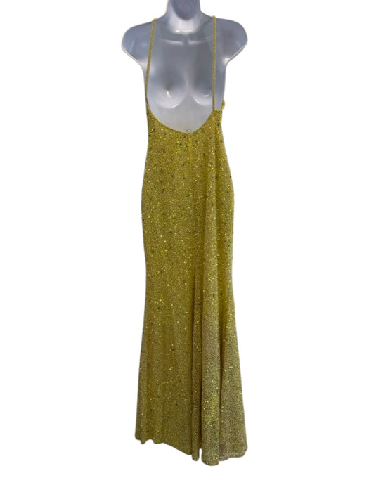 Portia & Scarlett Size 2 Yellow Polyester Sequined padded Leg Slit Gown Yellow / 2