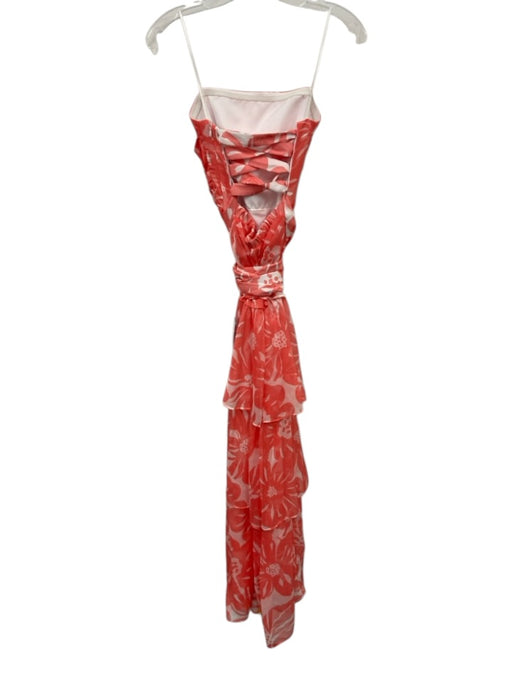 Amanda Uprichard Size S Orange & White Polyester Floating Tie Ankle Dress Orange & White / S