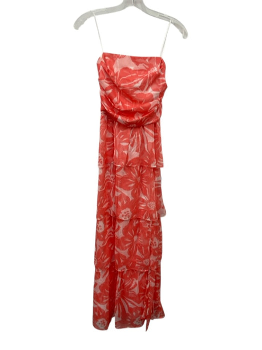 Amanda Uprichard Size S Orange & White Polyester Floating Tie Ankle Dress Orange & White / S