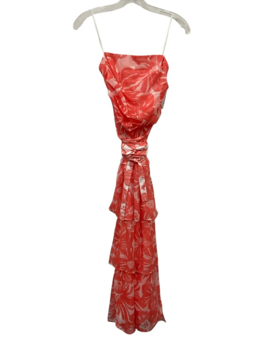 Amanda Uprichard Size S Orange & White Polyester Floating Tie Ankle Dress Orange & White / S