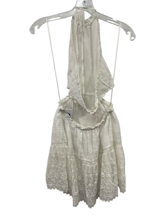 Loveshackfancy Size S White Cotton Lace Halter Cutout Back Mini Dress White / S