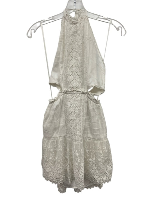 Loveshackfancy Size S White Cotton Lace Halter Cutout Back Mini Dress White / S