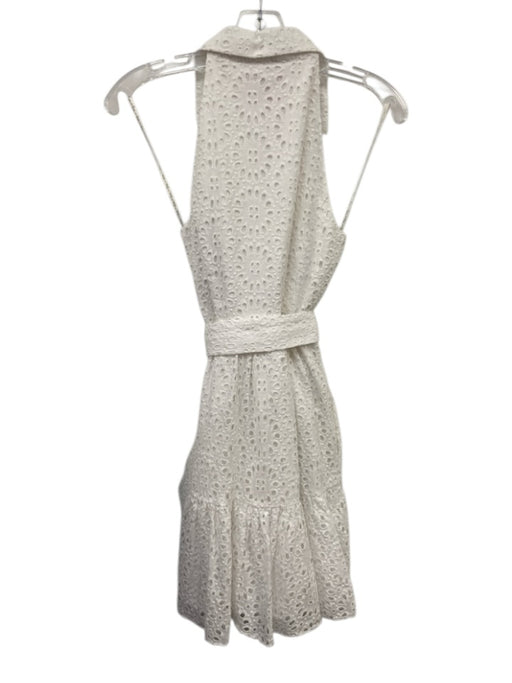 Lilly Pulitzer Size 2 White Cotton V Neck Eyelet Tie Waist Sleeveless Dress White / 2